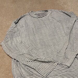 We The Free Black and White Striped Long Sleeve Tee